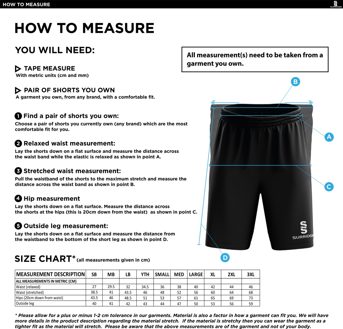 Walkington CC - Ripstop Short - Size Guide