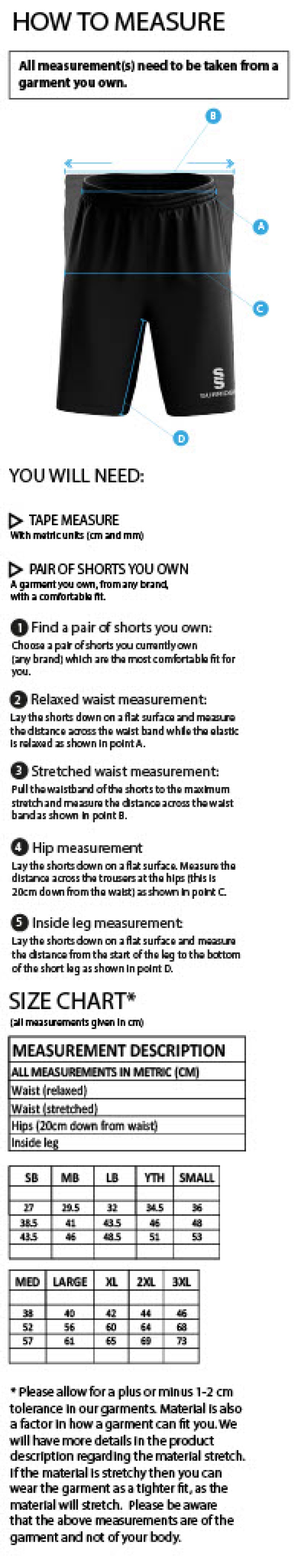 Walkington CC - Women's Ripstop Short - Size Guide